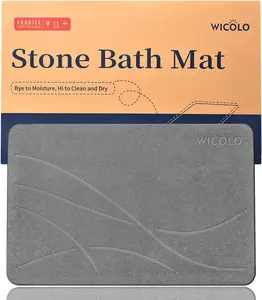 Stone Bath Mat, Diatomaceous Earth Shower Mat Non Slip Instantly Removes Water Drying Fast Bathroom Mat Natural Easy to Clean (Dark Grey) Traditional Bathtub