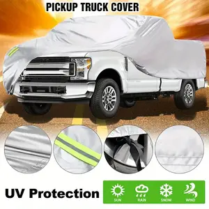 YASEENLIN Premium Polyester Truck Cover for 209-223in All Season Protection with Reflective Tape Windproof UV Resistant Side Zipper Design Waterproof Full Exterior Cover Windproof Strap