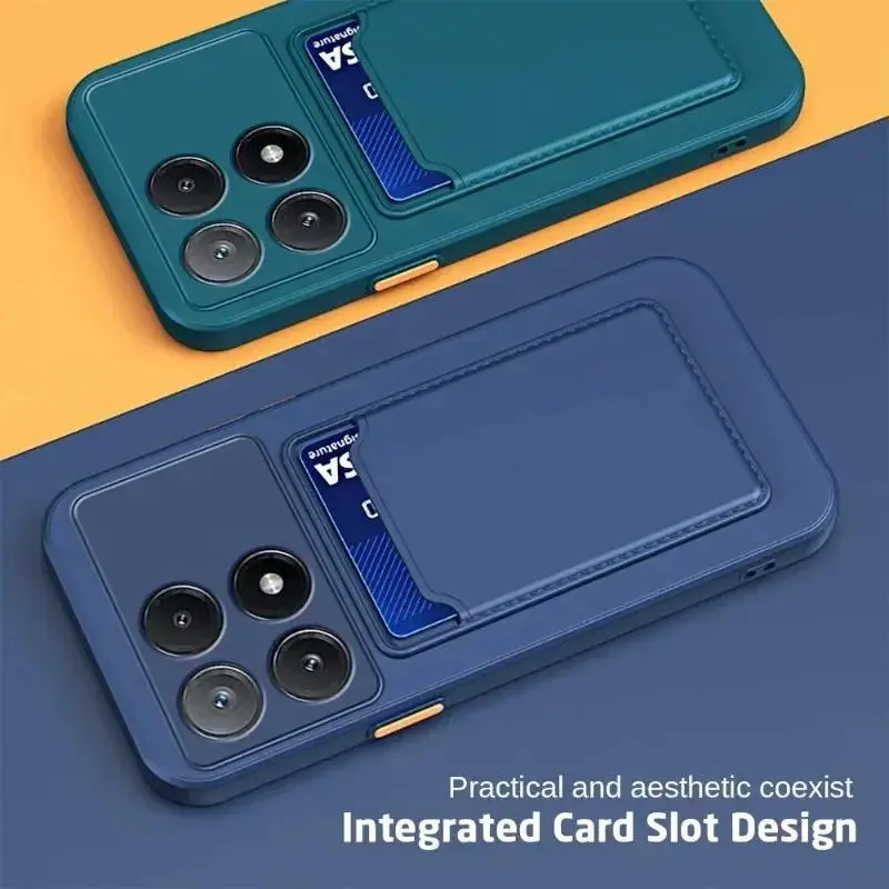 For Xiaomi Mi 15T Pro 15 T 15tPro Mi15T 5G Card Slot Wallet Silicone Case Candy Color Shockproof Matte Protection Soft TPU Cover
