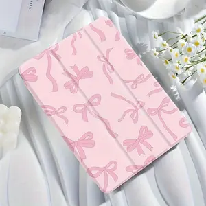 Pink Bow iPad Foldable Case, Soft Drop Protection with Pencil Holder, Stylus Stand/Auto Sleep/Wake Function, Compatible with iPad 11/10/9/8/7/6/5th 9.7/10.2/10.9 inch, iPad Air 7/6/5/4/3/2/1 9.7/10.5/10.9/11 inch