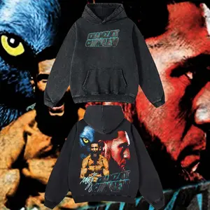 Reality.Wear Limited Khamzat - UFC Hoodie Tshirt Acid Washed Heavyweight Cotton Tshirt, 100% Cotton retro Washed anime t-shirt, vintage streetwear tee, Y2K graphic top