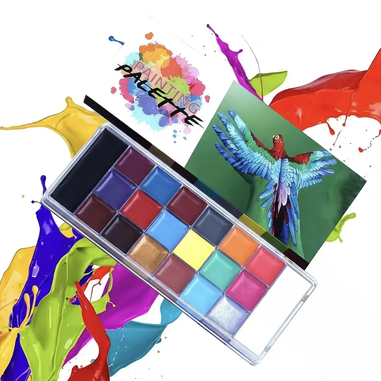 20-Color Professional Body Paint Set - Safe, Non-Toxic, Waterproof, Long-Lasting Face Paint Palette for Cosplay, Halloween, Temporary Tattoos, Sensitive Skin, Halloween Makeup