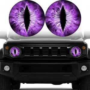 2PCS beast eyes headlight decals, 3D stereo round eye decal stickers, waterproof car headlight accessories, custom exterior decoration compatible with Jeep Wrangler