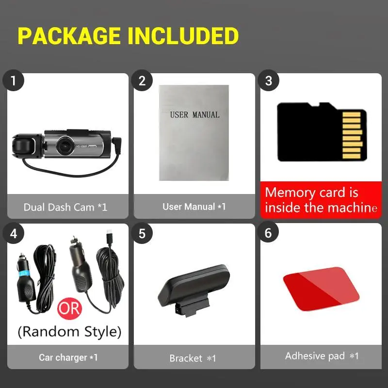 Front & Inside Dashcam for Car with 32GB Memory Card, Wide-Angle Dual-Lens 1080P HD Driving Recorder with IR Night Vision & 3.16-inch IPS Screen, Ideal for Fall and Birthday Gifts #TOP PICKS 5