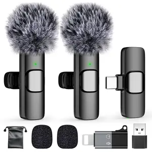 USB C Mini Wireless Lavalier Microphone for iPhone/Android, Lapel Mic with Noise Reduction, Lav Mic for Video Recording, Tiny Microphone Content Creator Interview for Tiktok, YouTube, Vlog
