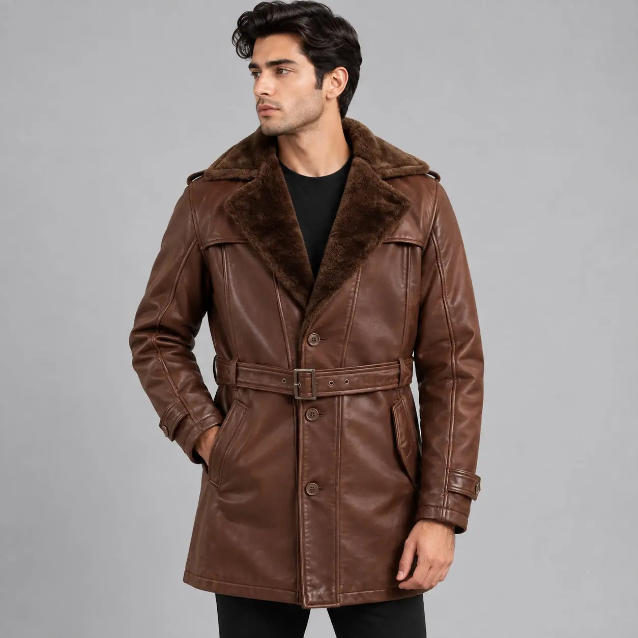 Leather Shearling Coat