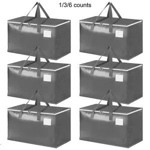 Reinforced Moving Bags,1/3/6 Pack/Set Extra Large Heavy Duty Moving Totes with Strong Zippers & Handles, Easy Open Lids, Water-Resistant, Storage Totes, Fold Flat