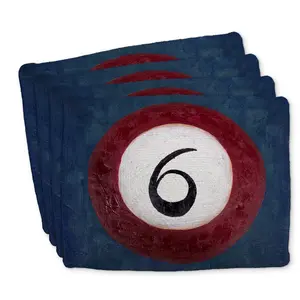 360 stand Rectangular Stain-Resistant Braided Polyester Billiard Ball No6 Placemats, 14x18 in, Aesthetic Classic Traditional Kitchen Tableware, 4-Piece Coaster Set, Stylish