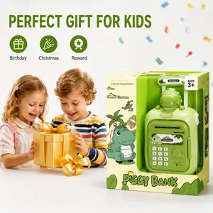 The Perfect Gift for Kids! Dinosaur Trolley Piggy Bank - Teaches Money-Saving Habits - Fun ATM Toy with Music & Security Code