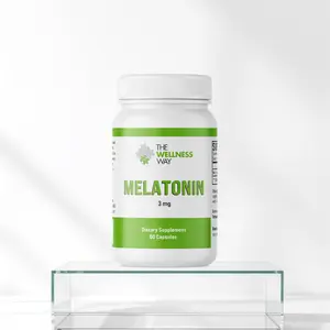 The Wellness Way Melatonin Herbal Supplement 3 mg - 60 Vegetarian Capsules for Normal Sleep/Wake Cycles - Dietary Supplement