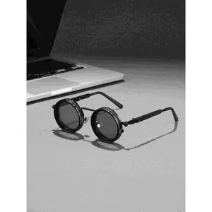 Steampunk Round Adjustable Rotating Aluminum Magnesium Lenses, Fashion Glasses Unisex Polarized Colors Adjustable, All Seasons