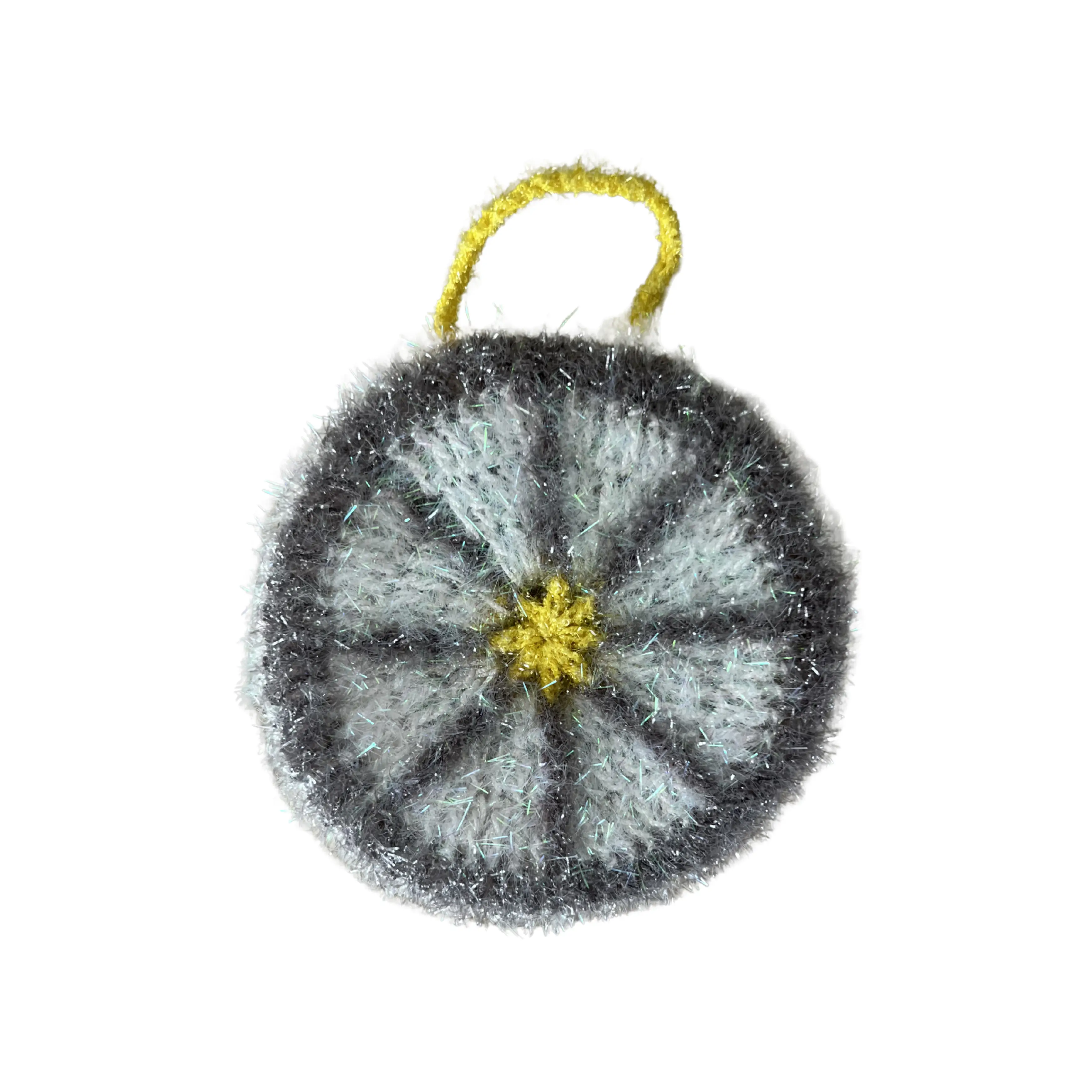 Ji's Handmade Dish Scrubbie- Grey/White/Yellow