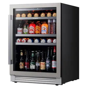 Ca'Lefort 24" Refrigerator Cooler,140 Cans ,Built in or Freestanding Center with Stainless Steel Door for Home (3-5.56Cuft)mini  beverage mini ref bebidas winecooler minifridge restock personal mini tiny fridge apartment fridge portable