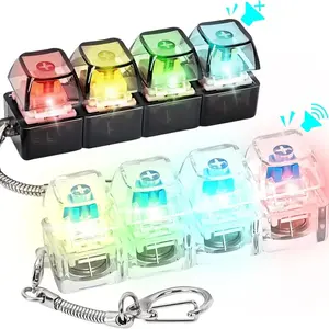 2 PCS Keyboard Fidget Toy for LED Light Up Toys Adults-Clicker Keyboard Loud Keyboard Fidget Keychain Adults Fun Keycap Keyboard Keychain for Anxiety Stress Relief Gift for Women Men