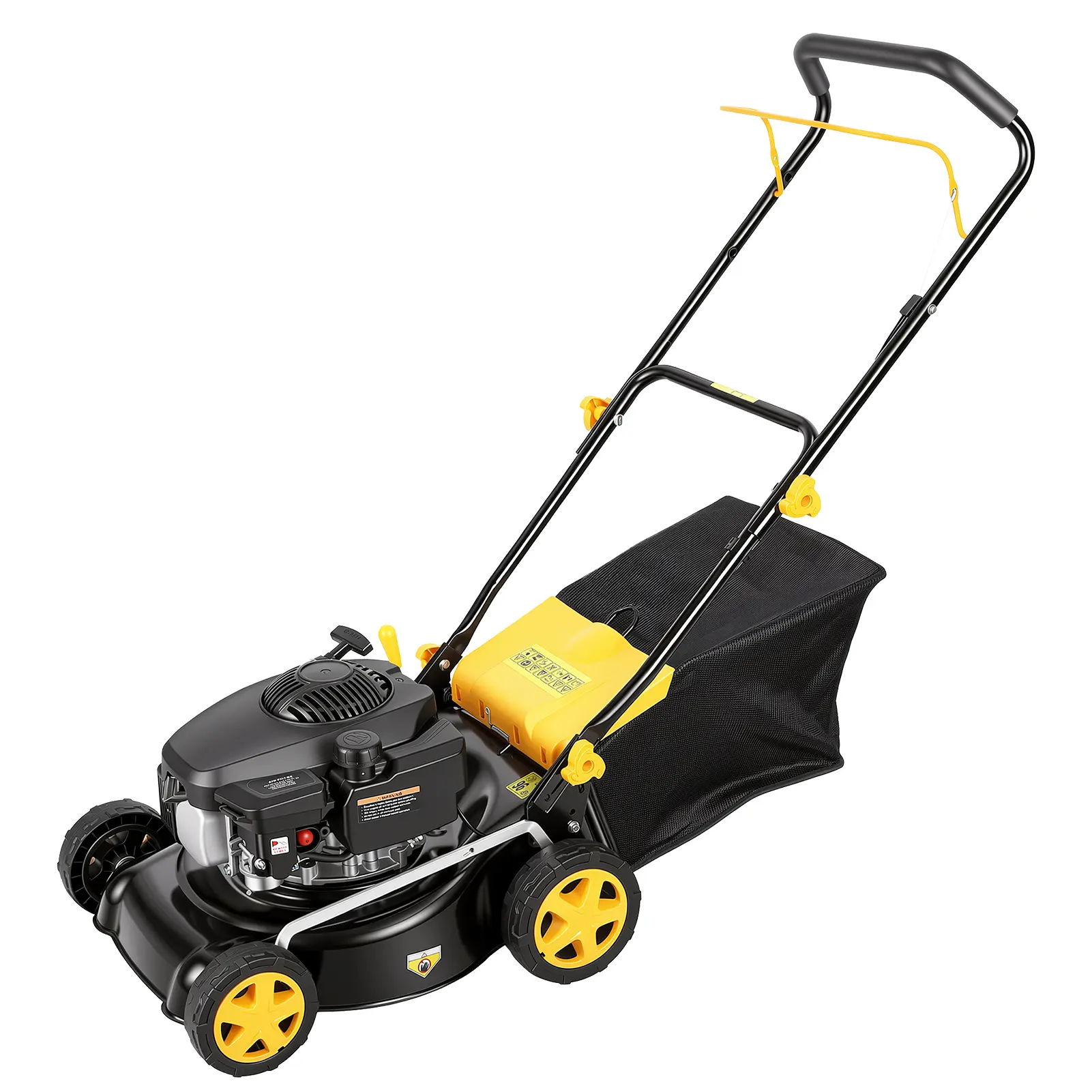 16" Gas Push Lawn Mower, 3 in 1 Lawn Mower, Self Propelled Lawn Mower, Push Lawn Mower with 45L Grass Tank, Big Wheels