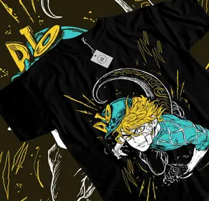 Jojo s Bizarre Diego Brando T-shirt Anime Manga Graphic Tee All Size Black Shirt OO7
