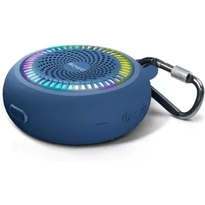 Shower  Speaker  - Small Portable  Clip Speaker with Louder Volume and  Bass - Colorful Lights and 10H Playtime - Lightweight for Camping,Kayak,Boat - Blue