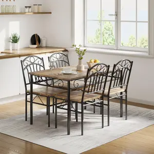 GARVEE 5-Piece Kitchen Dining Room Table Chair Set for Small Space, Indoor Modern Dinette Set for 4,  Rectangular Dinner Table Set for Dinette, Breakfast , Vintage