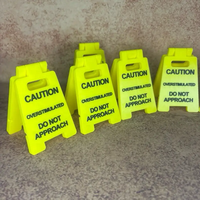 Funny Caution Sign, Home Decor Wall Artwork with Print & Frame, Desktop Decoration Plaque for Office & Workspace