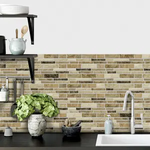 Imitation Marble Pattern Wall Sticker, 24/36/48/72pcs Waterproof Self-adhesive Wall Decal, Heat Insulation Wallpaper for Kitchen, Bathroom, Living Room, Dining Room
