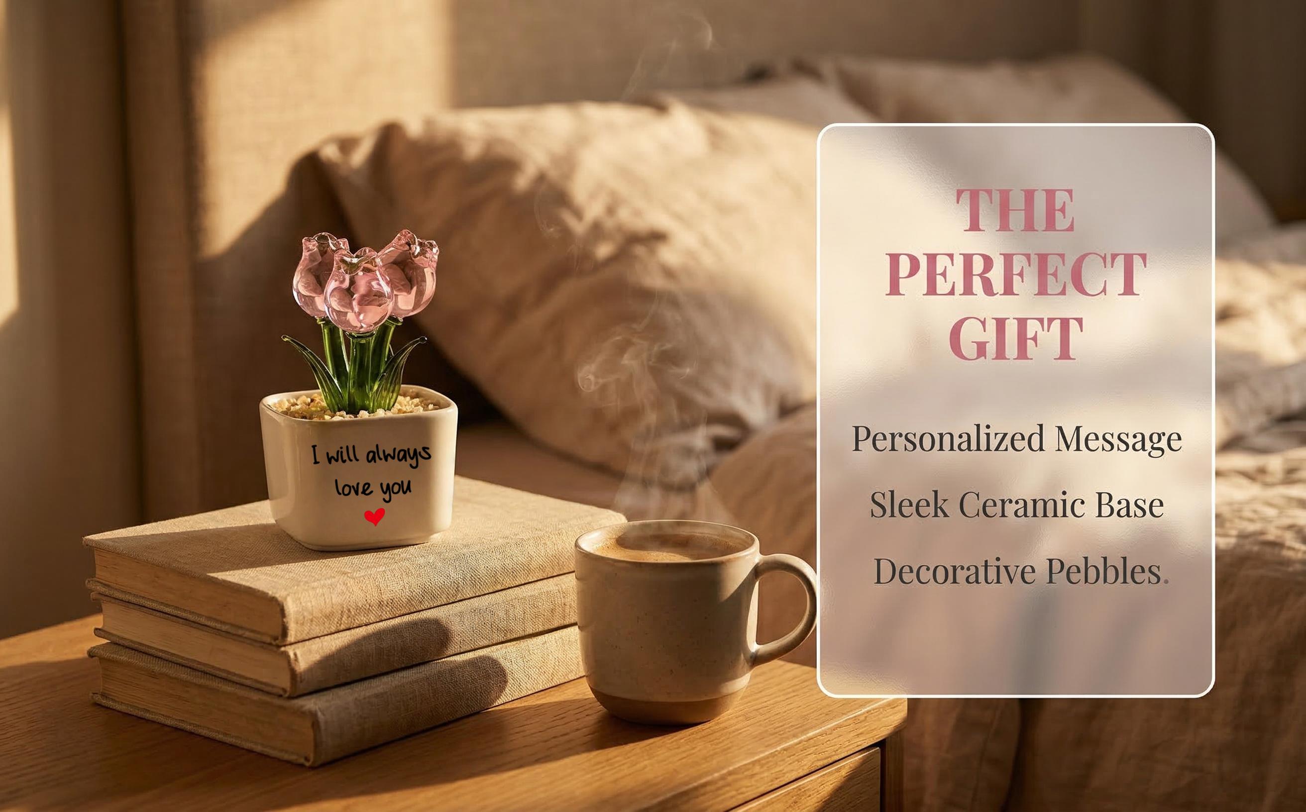 Glass Tulip Gift for Mom, Personalized Hand Blown Forever Flower ...