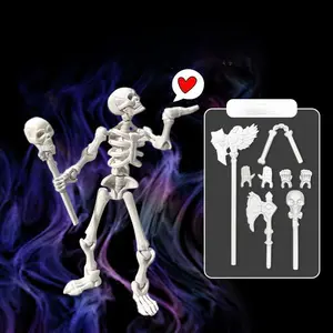 Articulated skeleton figure with movable joints, 3D decorative model, educational DIY building block figure prank toy