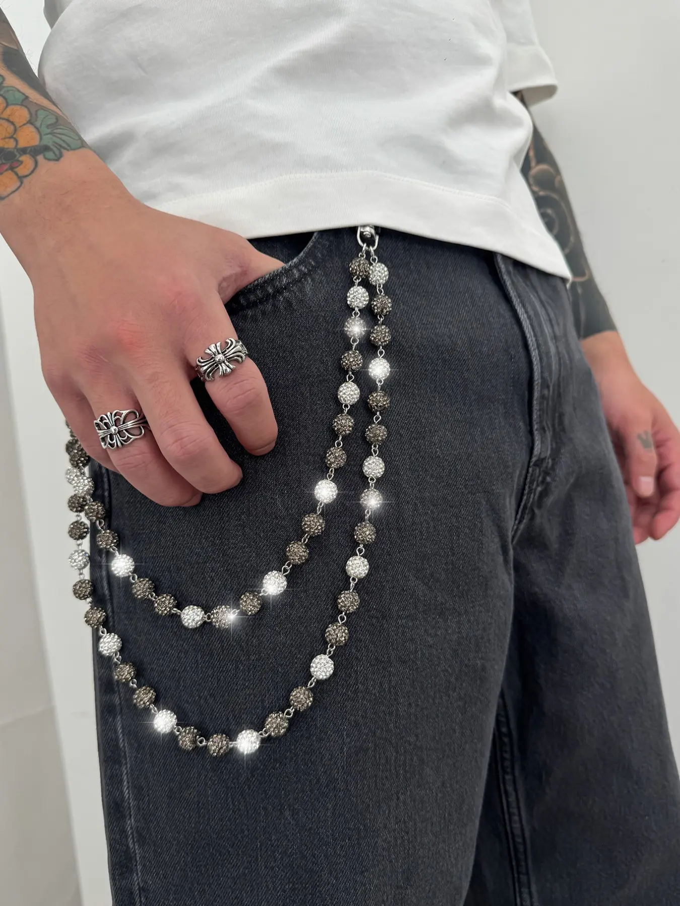 Shiny Modern Acrylic Chain Belt Bag Accessory, Fashionable Street Style Personalized Charm, Stylish Men's and Women's Jewelry