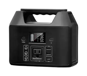 128Wh Portable Power Station 38400mAh LiFePO4 Battery 200W Peak Output Solar Ready for Camping Emergency Travel