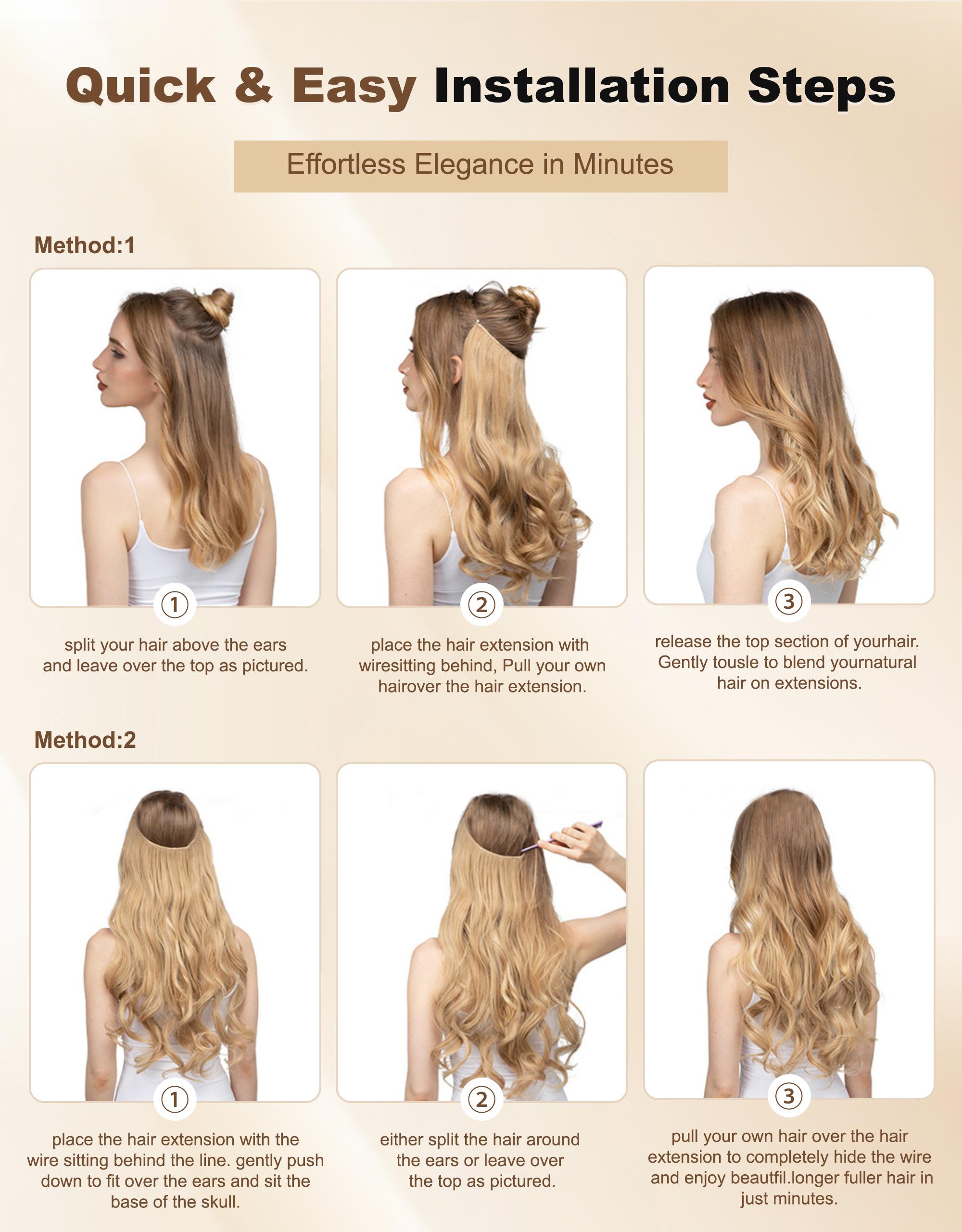 [Qbeauty 2026] Invisible Halo Hair Extensions - 14" to 22" Secret Wire Hairpiece - Natural Body Wave for Daily Volume - Seamless No-Clip Long Curls - Instant Length & Thick Curls for Women