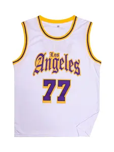 Basketball Tank Top in Purple and Yellow｜DONČIĆ No.77 Embroidery｜Mesh Breathable Jersey｜Must-have for the court".