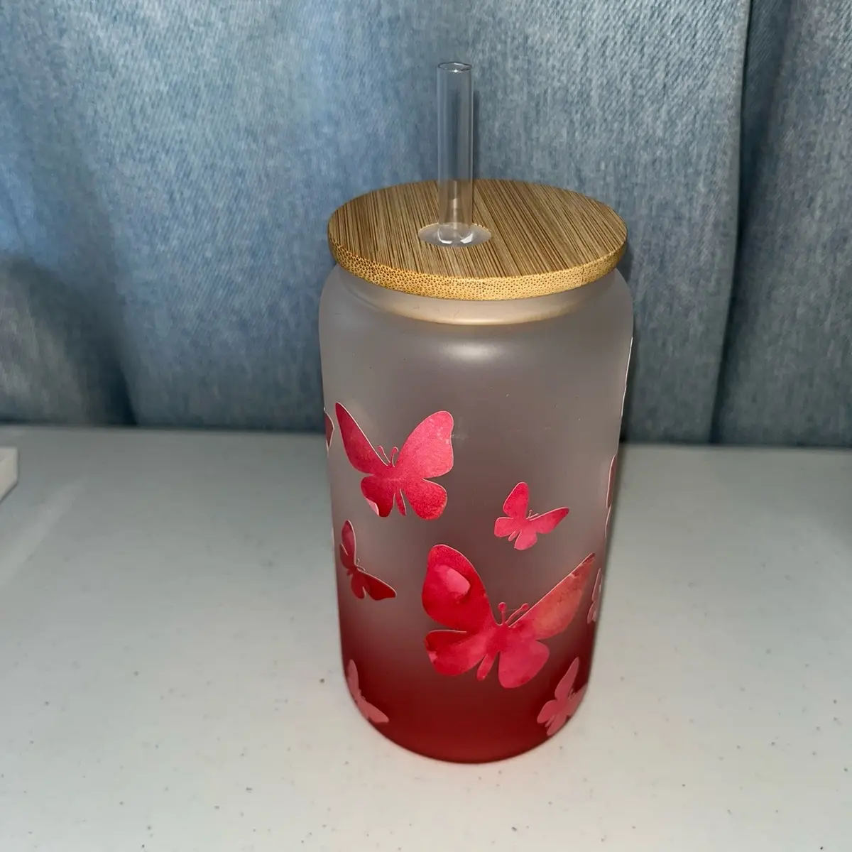 Butterfly Red Ombré Glassware