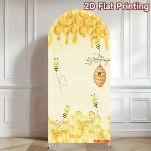 Honey Bee Arch Background Elastic Double-Sided Spandex Fabric for Kids Birthday Party & Baby Shower Decor Standing Banner Party Decorations Banners