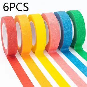 6 Rolls Colorful Masking Tape, Painting Tape, Artist Tape, Craft Tape, Label Tape, Paper Tape, Adhesive Tape for Crafts and DIY Projects