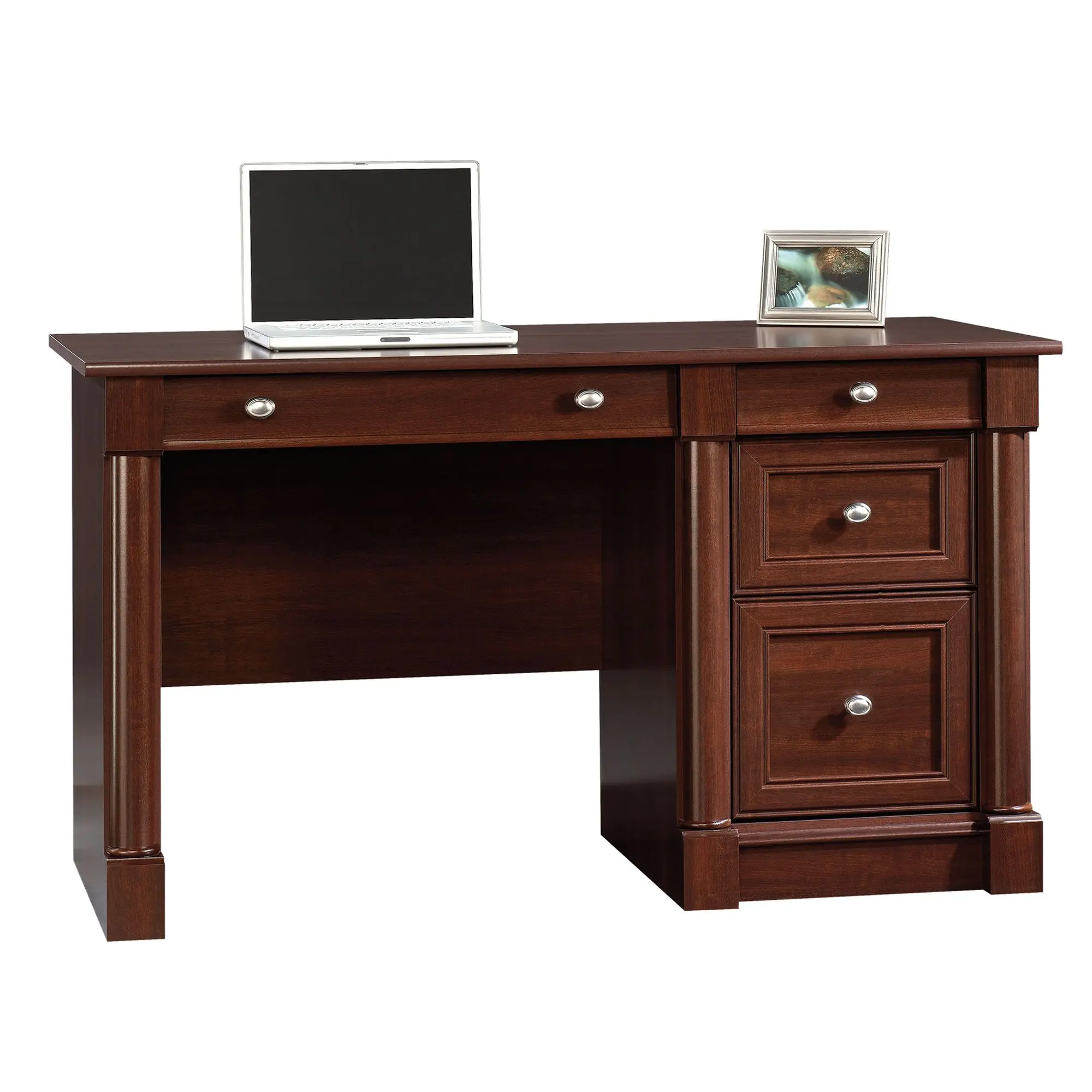 Sauder Palladia Computer Working Desk, Classic Design Home Office Furniture with Multiple Drawers & Spacious Surface