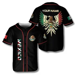 Personalized Mexico Eagle Wings Baseball Jersey Shirt - Custom Name Button Up ZG