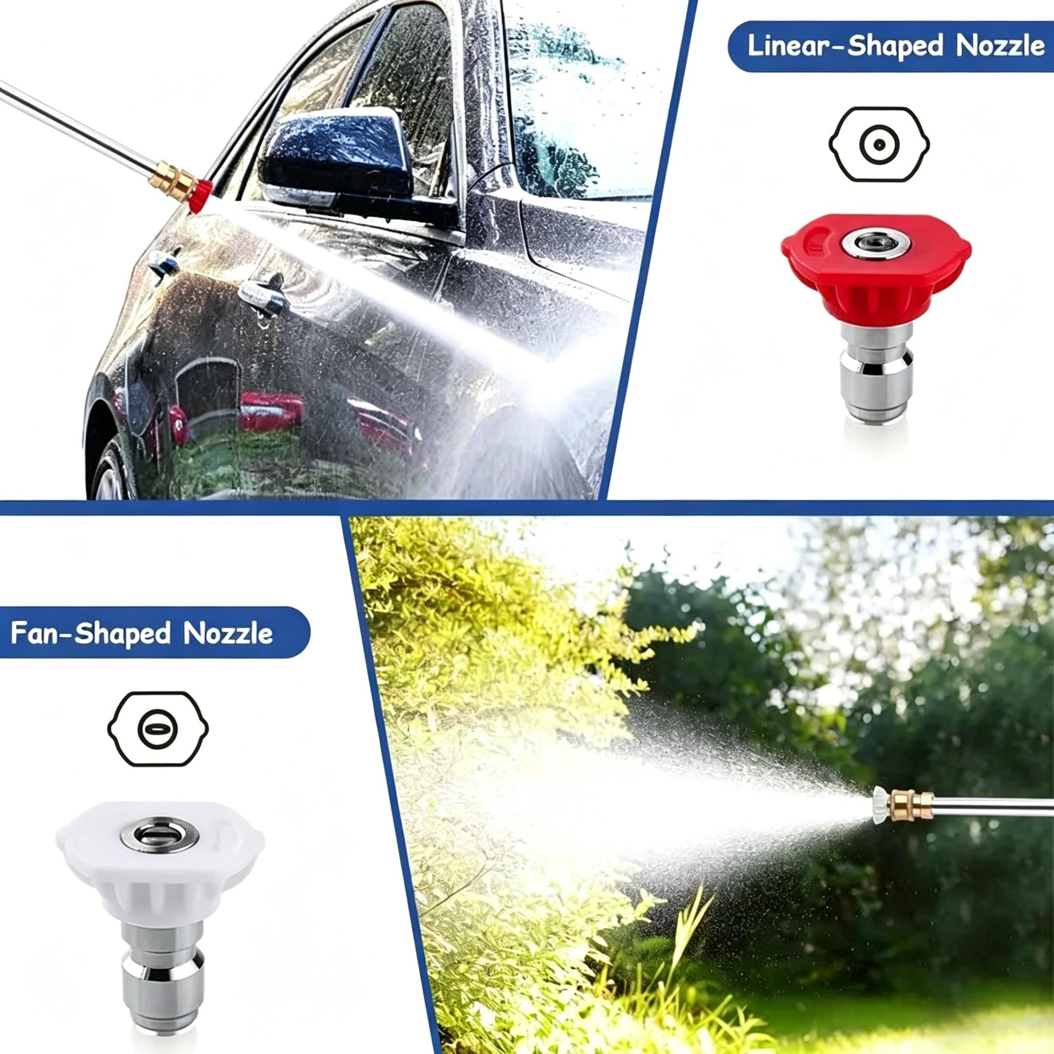 Garden Hose Hydro Jet Power Washer with 2 High Pressure Nozzles & Quick Connectors for Car Wash, Patio and Driveway Cleaning