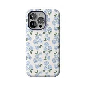 Casely iPhone 13 Pro Case | Nantucket Cottage | Blue Hydrangea | Bold Protective Design | Compatible with MagSafe