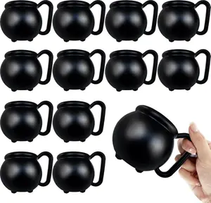 12 count 15 oz Cauldron Mugs,Plastic Black Cauldron Pot Cups,Witches Brew Mug for Drinks,Halloween Party Favors,St Patricks Day Party  Supplies