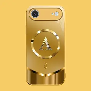 Suitable for [iPhone 17 Air] high-end MagSafe phone case🥰，Luxury Gold 26 Initial phone Case Bling Monogram 952