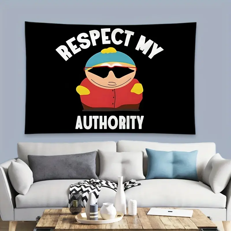 Respect My Authority Flag Tapestry, 40x60in Funny Tapestry for College Dorm Room Garden Home Decor, Man Cave Flag Tapestrys