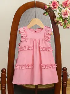 Baby Girl Round Neck Layered Sleeveless Ruffle Dress, Bombshell Baby Dress, Toddler Outfit, Baby Girl Clothes, Summer Casual, Party Wear, Cute and Stylish, Perfect for Outdoor Activities