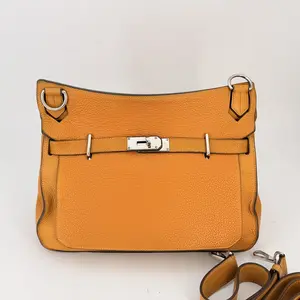 Pre-owned HERMÈS Clemence Shoulder Bags Hermes Yellow Taurillon Jypsiere 34 Leather