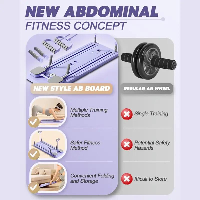 8 In 1 Pilates Board for Home Foldable, Pilates Board, Multifunctional Abdominal Board, Exercise Board, Abs Workout Equipment,Workout Portable Pilates Reformer Machine, Foldable Reformer Pilates Machine for Home Workout, Multifunctional Ab Exercise Board