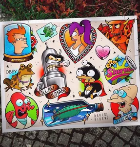 DR-Futurama Tattoo Flash - 11x14 (1003)