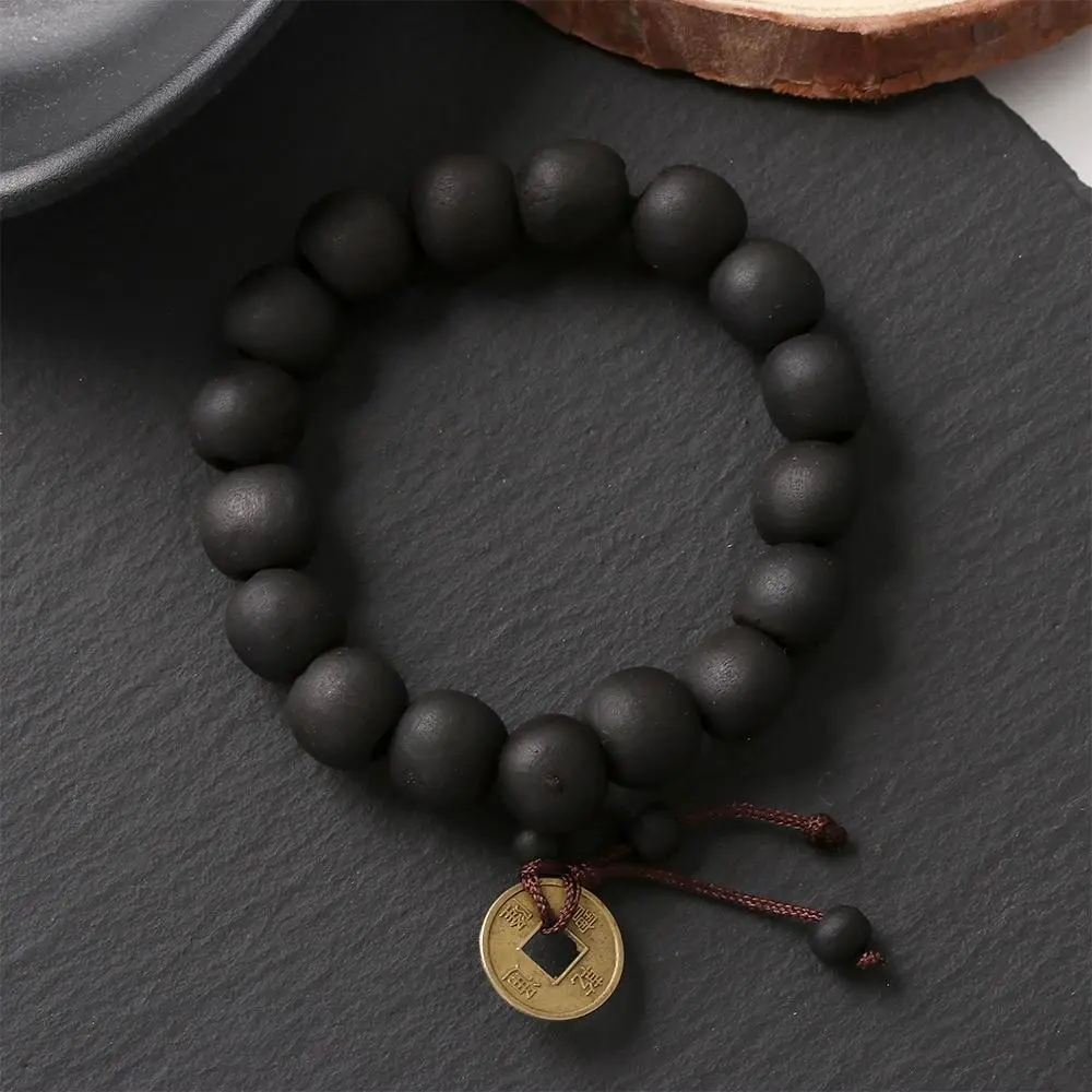 FASHION4U - 1Pc Wood Bead New Buddha Bracelet Buddhist  Bangle Prayer Beads Copper Coin Women Men Lucky Religion Bracelets Charm Jewelry