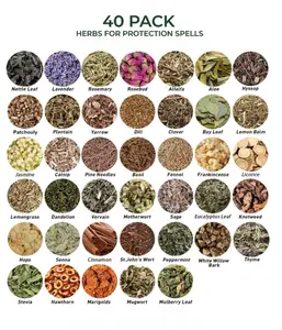 40-Pack Organic Dried Herbs & Flowers Witchcraft Kit - Beginner-Friendly Pagan Supplies, DIY Candle & Soap Making Materials, Gifts, Father's Day Gifts