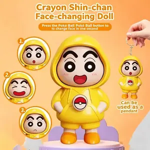 New Crayon Shin-Chan Face Change Toy, Trendy Cartoon Figure Keychain Ornament, Perfect Gift for Kids, Fun Collectible Item