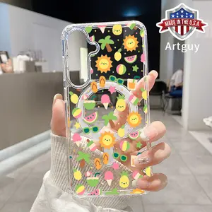 Magnetic Phone Case for Samsung Galaxy S24 Plus S25 Ultra S23 FE Ultra S22+ Summer Delight Pattern TPU Clear Shockproof Anti-Scratch Stylish Smartphone Cover