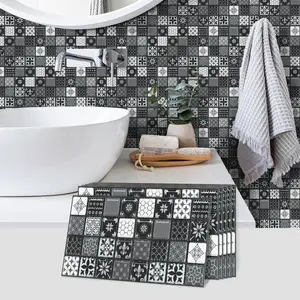 Geometric Pattern Tile Sticker, Self-adhesive Removable Tile Backsplash, Waterproof & Oil-resistant Wall Decor for Kitchen & Bathroom