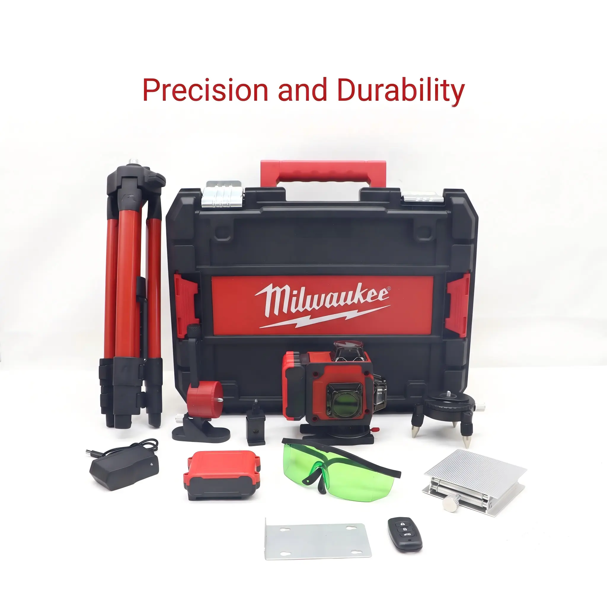 Milwaukee Flat Laser Level Set Box for Construction Circular Saw Straight Edge Guide Clamp Versatile Carpenter Square tape metric measure